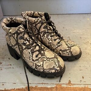 Super slick faux snakeskin boots